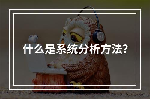 什么是系统分析方法？