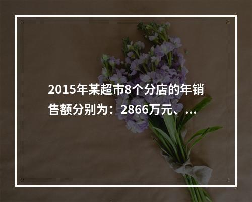 2015年某超市8个分店的年销售额分别为：2866万元、59