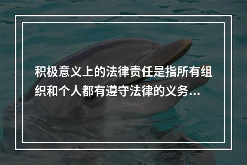 积极意义上的法律责任是指所有组织和个人都有遵守法律的义务，即