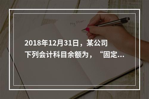 2018年12月31日，某公司下列会计科目余额为，“固定资产