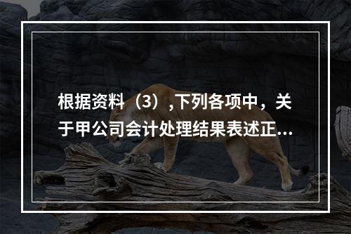 根据资料（3）,下列各项中，关于甲公司会计处理结果表述正确的