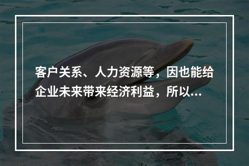 客户关系、人力资源等，因也能给企业未来带来经济利益，所以要确