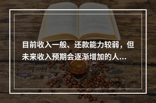 目前收入一般、还款能力较弱，但未来收入预期会逐渐增加的人群，