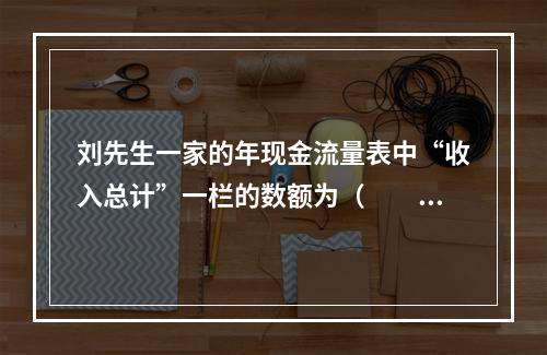 刘先生一家的年现金流量表中“收入总计”一栏的数额为（　　）元