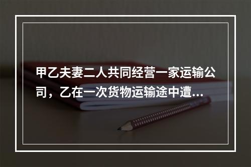 甲乙夫妻二人共同经营一家运输公司，乙在一次货物运输途中遭遇