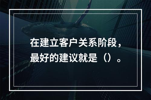 在建立客户关系阶段，最好的建议就是（）。