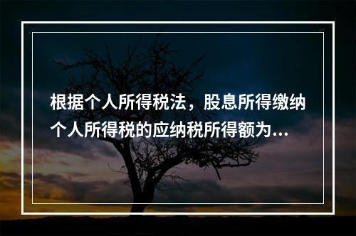 根据个人所得税法，股息所得缴纳个人所得税的应纳税所得额为（）