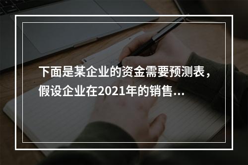 下面是某企业的资金需要预测表，假设企业在2021年的销售收入