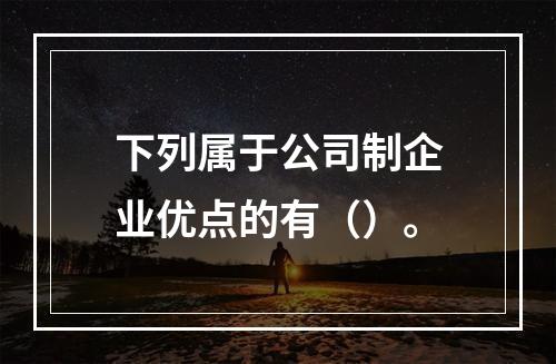 下列属于公司制企业优点的有（）。