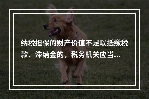 纳税担保的财产价值不足以抵缴税款、滞纳金的，税务机关应当向提