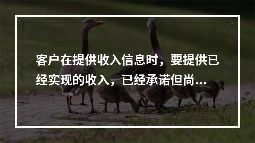 客户在提供收入信息时，要提供已经实现的收入，已经承诺但尚未实