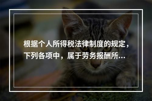 根据个人所得税法律制度的规定，下列各项中，属于劳务报酬所得的