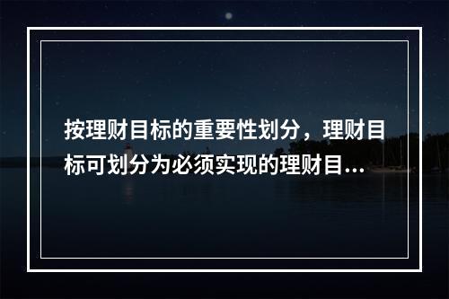 按理财目标的重要性划分，理财目标可划分为必须实现的理财目标和