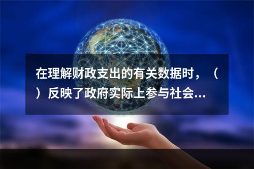 在理解财政支出的有关数据时，（）反映了政府实际上参与社会经济