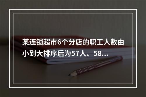 某连锁超市6个分店的职工人数由小到大排序后为57人、58人、