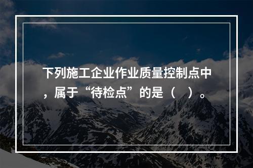 下列施工企业作业质量控制点中，属于“待检点”的是（　）。