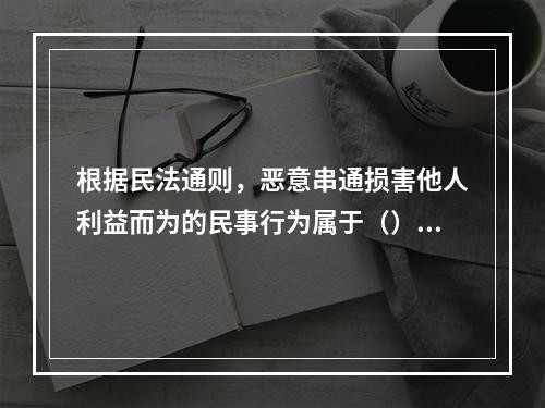 根据民法通则，恶意串通损害他人利益而为的民事行为属于（）的民