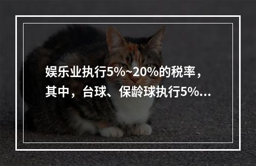 娱乐业执行5%~20%的税率，其中，台球、保龄球执行5%的税