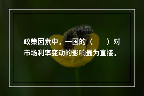 政策因素中，一国的（　　）对市场利率变动的影响最为直接。