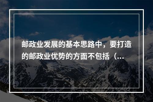 邮政业发展的基本思路中，要打造的邮政业优势的方面不包括（　　