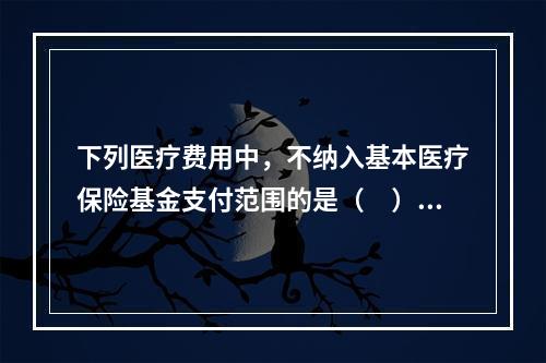 下列医疗费用中，不纳入基本医疗保险基金支付范围的是（　）。