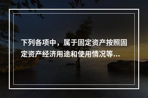 下列各项中，属于固定资产按照固定资产经济用途和使用情况等综合