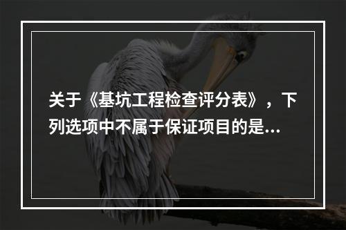 关于《基坑工程检查评分表》，下列选项中不属于保证项目的是（　