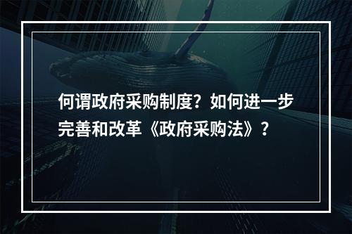 何谓政府采购制度？如何进一步完善和改革《政府采购法》？