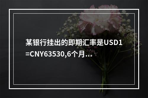 某银行挂出的即期汇率是USD1=CNY63530,6个月远期