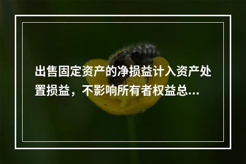 出售固定资产的净损益计入资产处置损益，不影响所有者权益总额的