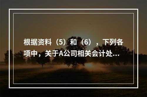 根据资料（5）和（6），下列各项中，关于A公司相关会计处理结