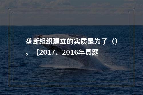 垄断组织建立的实质是为了（）。【2017、2016年真题