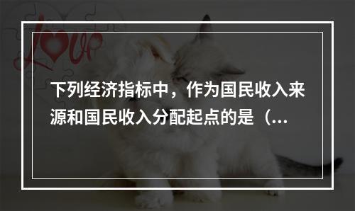 下列经济指标中，作为国民收入来源和国民收入分配起点的是（）。