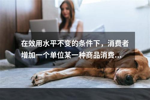 在效用水平不变的条件下，消费者增加一个单位某一种商品消费时，