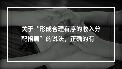 关于“形成合理有序的收入分配格局”的说法，正确的有