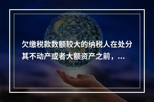 欠缴税款数额较大的纳税人在处分其不动产或者大额资产之前，应当