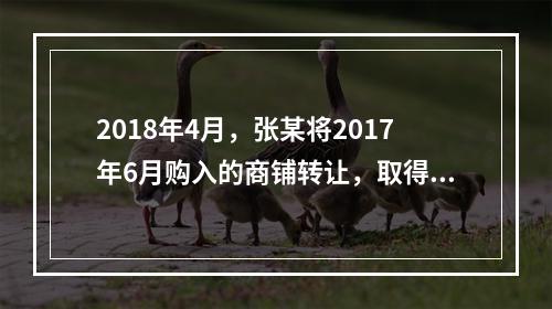 2018年4月，张某将2017年6月购入的商铺转让，取得收入