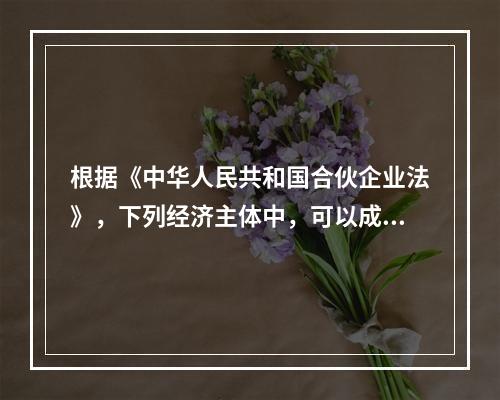 根据《中华人民共和国合伙企业法》，下列经济主体中，可以成为合