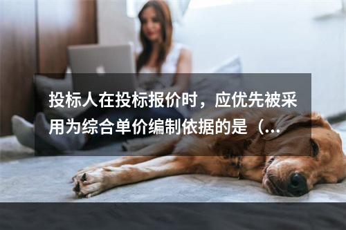 投标人在投标报价时，应优先被采用为综合单价编制依据的是（　）