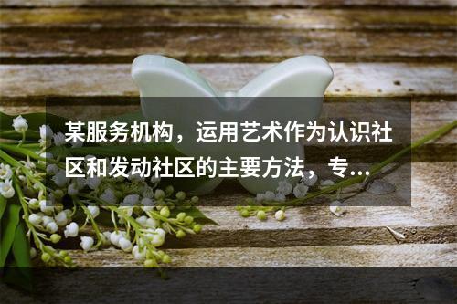 某服务机构，运用艺术作为认识社区和发动社区的主要方法，专门为