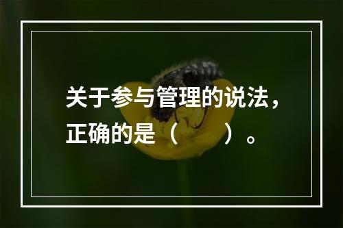 关于参与管理的说法，正确的是（　　）。