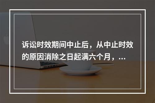 诉讼时效期间中止后，从中止时效的原因消除之日起满六个月，诉讼