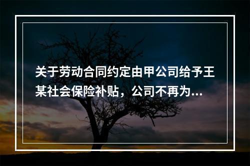 关于劳动合同约定由甲公司给予王某社会保险补贴，公司不再为其缴