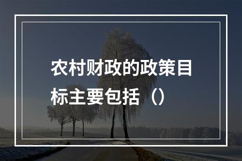 农村财政的政策目标主要包括（）