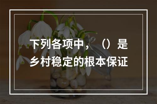 下列各项中，（）是乡村稳定的根本保证