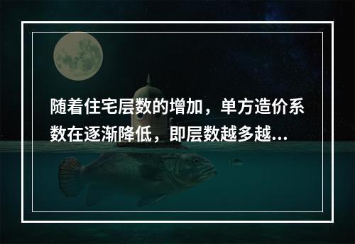 随着住宅层数的增加，单方造价系数在逐渐降低，即层数越多越经济