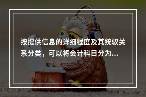 按提供信息的详细程度及其统驭关系分类，可以将会计科目分为（　