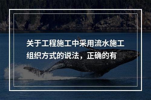 关于工程施工中采用流水施工组织方式的说法，正确的有