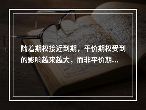 随着期权接近到期，平价期权受到的影响越来越大，而非平价期权受