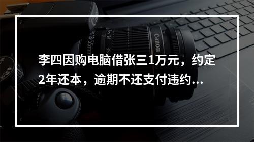 李四因购电脑借张三1万元，约定2年还本，逾期不还支付违约金3